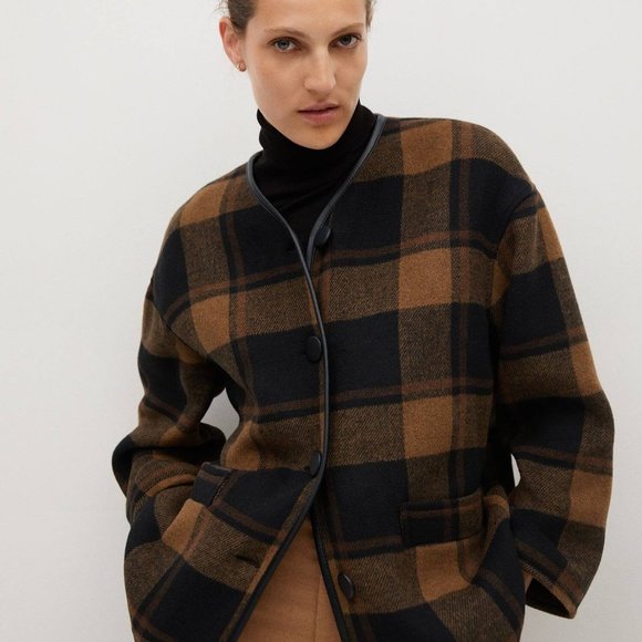 Mango Jackets & Blazers - NEW Mango Women's Checked oversize coat